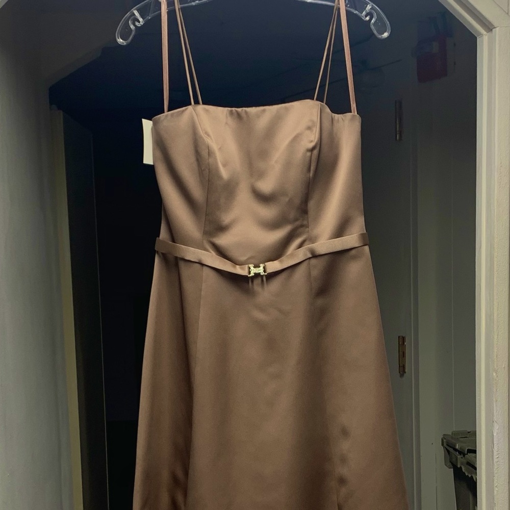 Michaelangelo Mocha Strapless Belted Dress